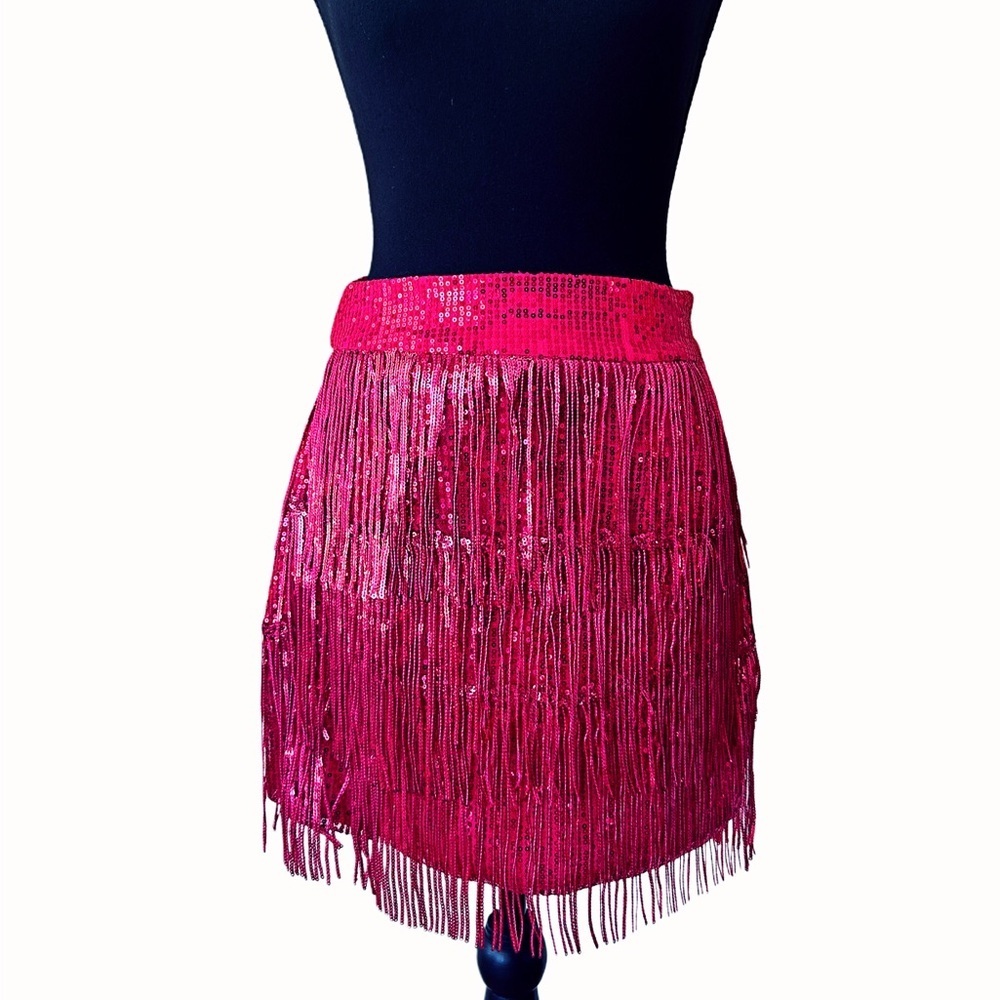 Dolly Parton Style Pink Fringe Skirt